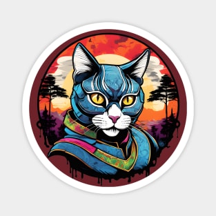 samurai cat fantasy Magnet